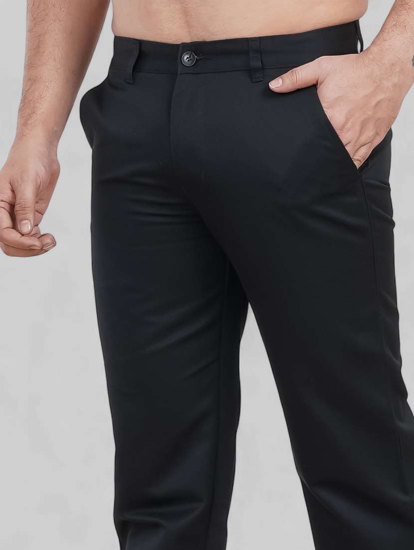 men solid mid rise flat formal trouser - 22658404 -  Standard Image - 1