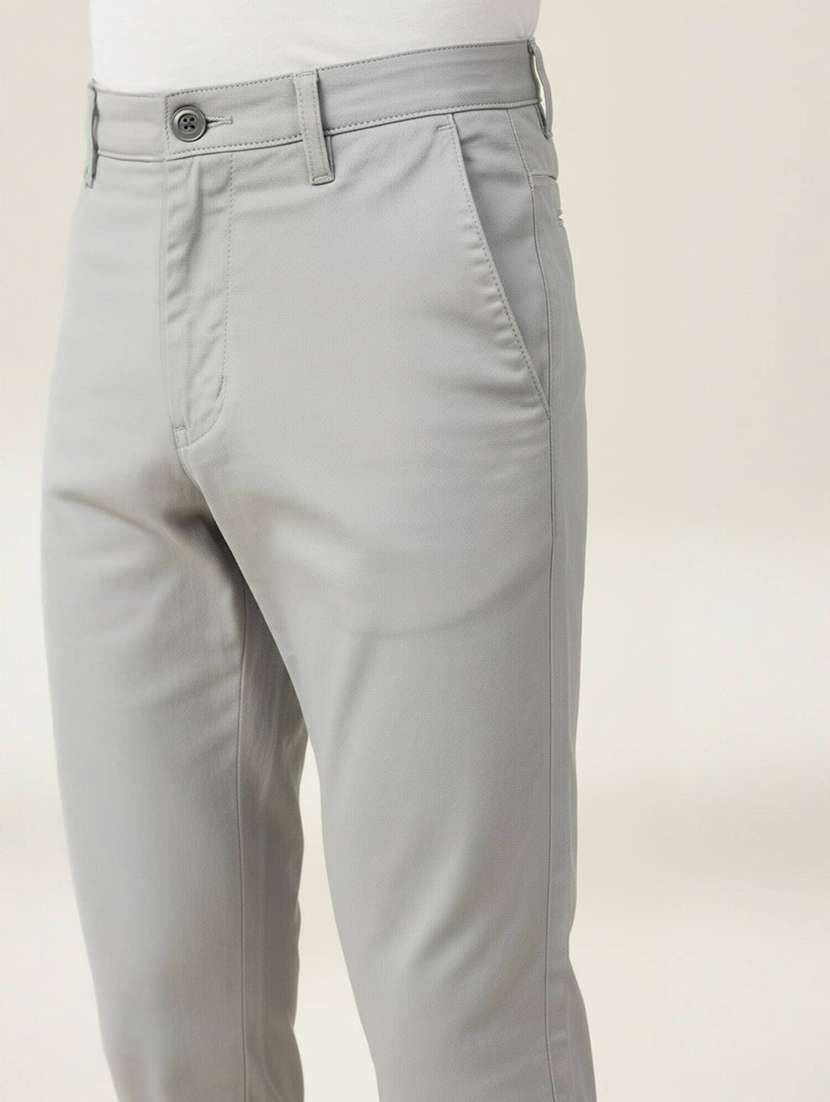 men solid mid rise flat formal trouser - 22658405 -  Standard Image - 1