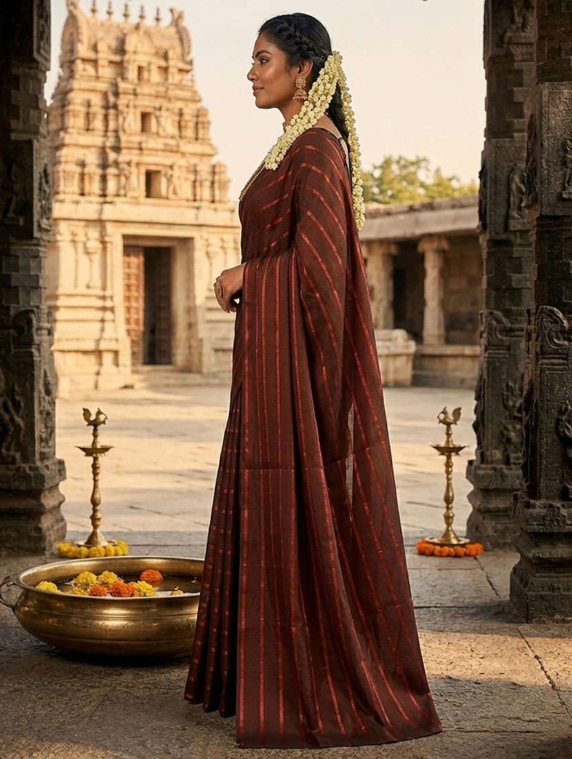 Women Striped Festive Wear Saree - 22658442 -  Standard Image - 1