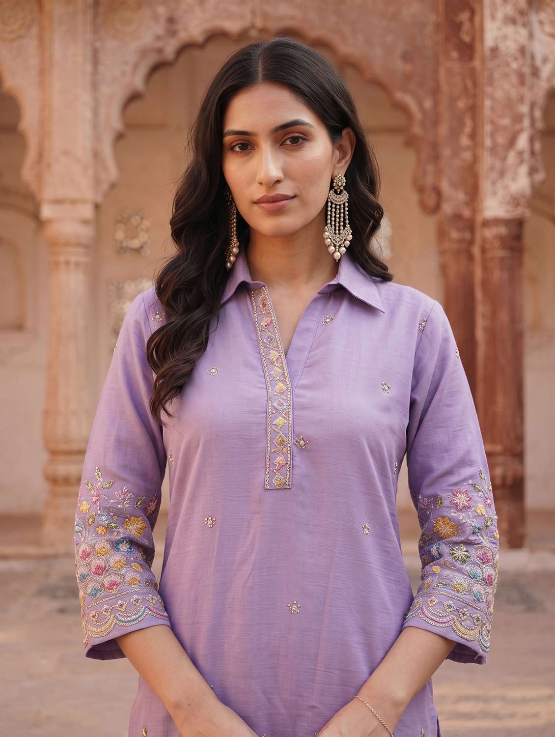 Women Embroidered Three Quarter Sleeves Ethnic Co-ord Set - 22658464 -  Standard Image - 1