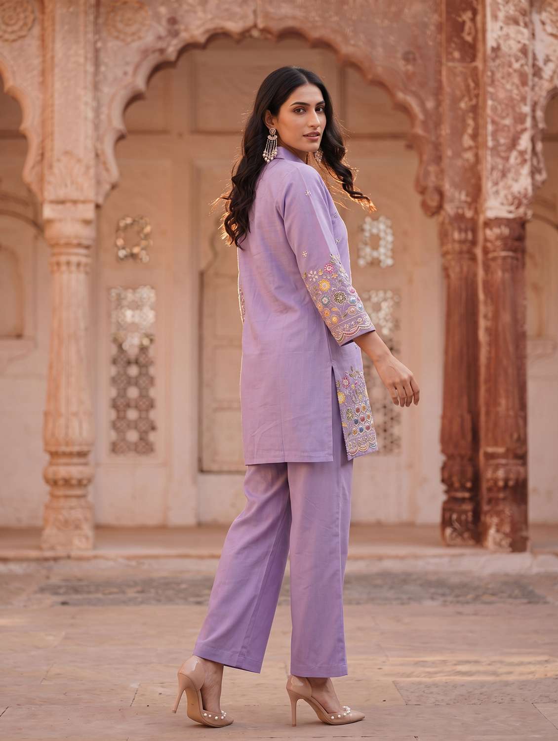 Women Embroidered Three Quarter Sleeves Ethnic Co-ord Set - 22658464 -  Standard Image - 4