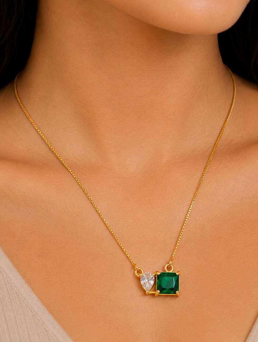 Women Gold Stone Detailed Pendant - 22658467 -  Standard Image - 1