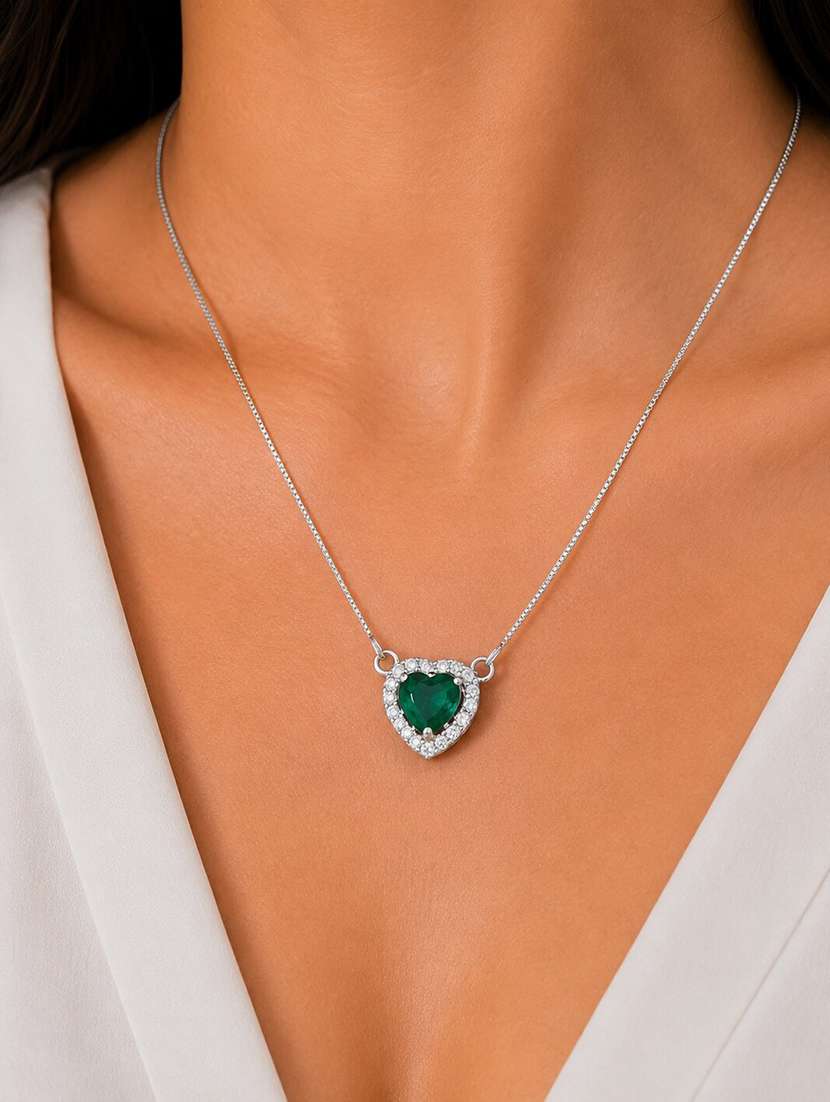 heart-shaped crystal pendant necklace with cz stone detailing - 22658469 -  Standard Image - 1