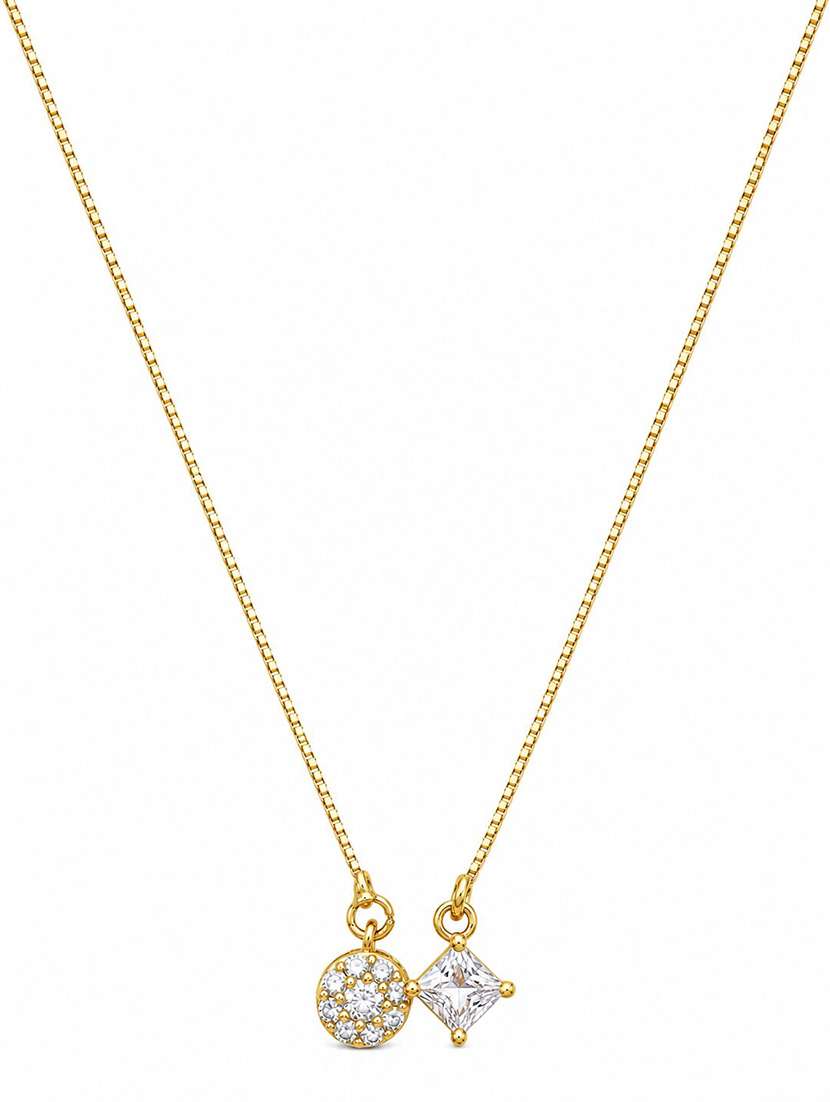 elegant dual crystal pendant necklace with round cz & princess cut stone - 22658482 -  Standard Image - 1