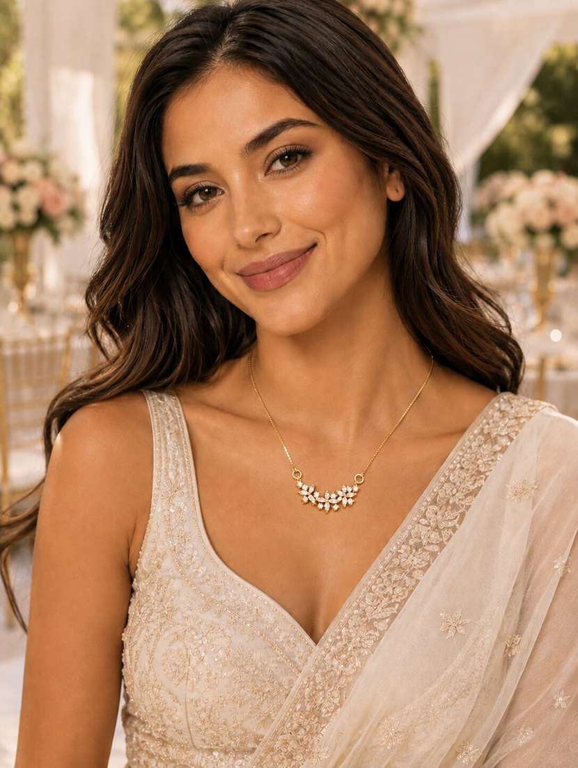 elegant floral cz necklace with marquise crystal cluster pendant - 22658484 -  Standard Image - 1