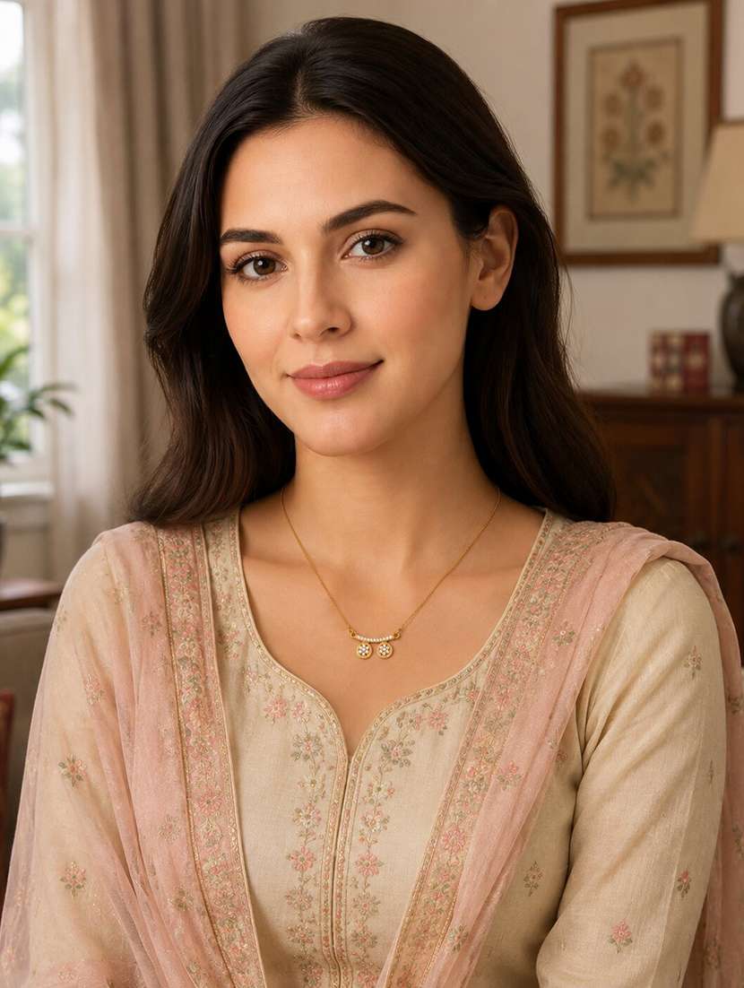 Stylish Twin Pendant Necklace With Crystal-studded Bar Design - 22658487 -  Standard Image - 1