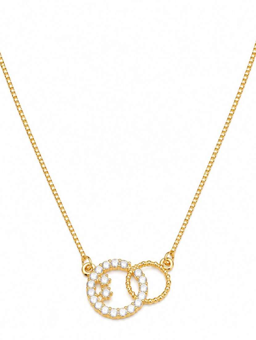 Elegant Interlocking Loop Cz Pendant Necklace With Sparkling Stone Detailing - 22658489 -  Standard Image - 1