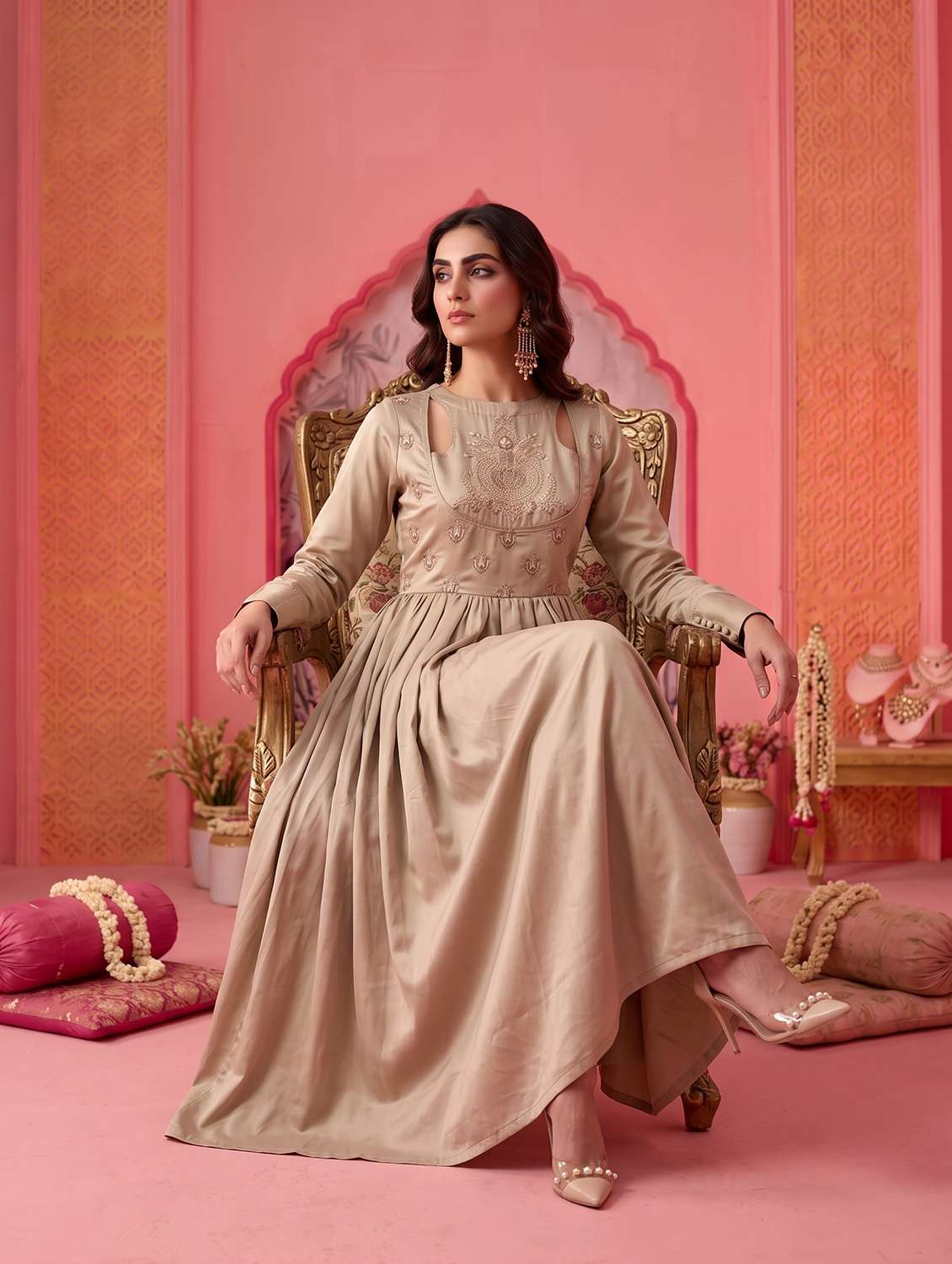 Women Embroidered Long Sleeves Anarkali Dress - 22658511 -  Standard Image - 4