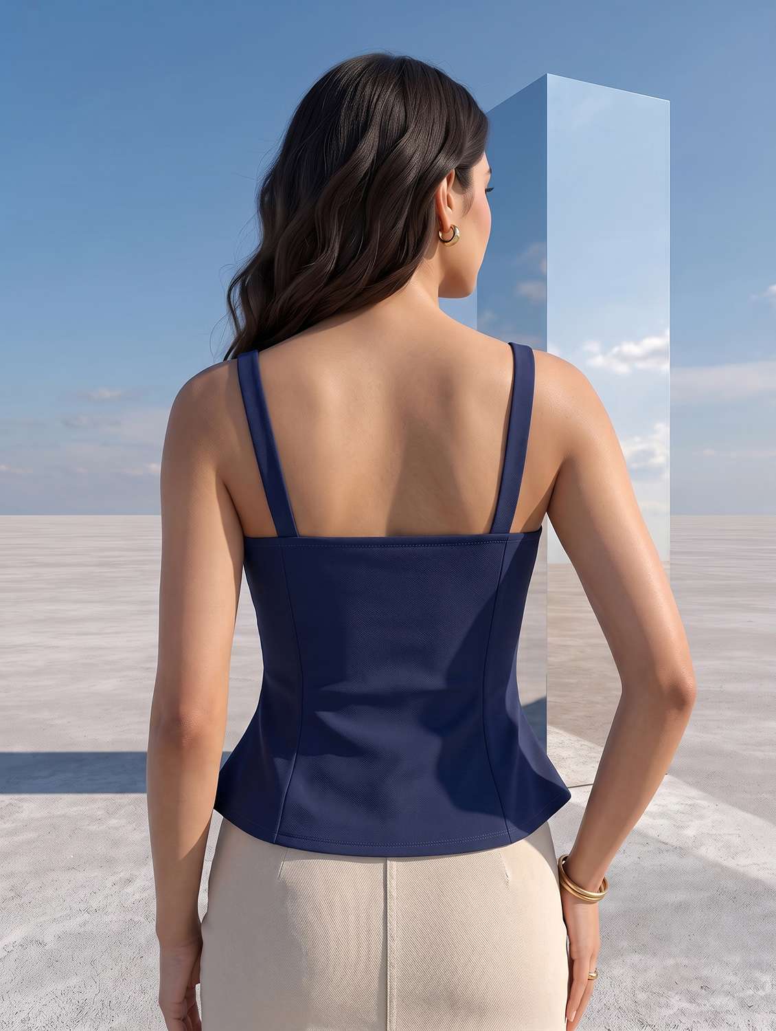 Women Solid Shoulder Strap Regular Top - 22658528 -  Standard Image - 4