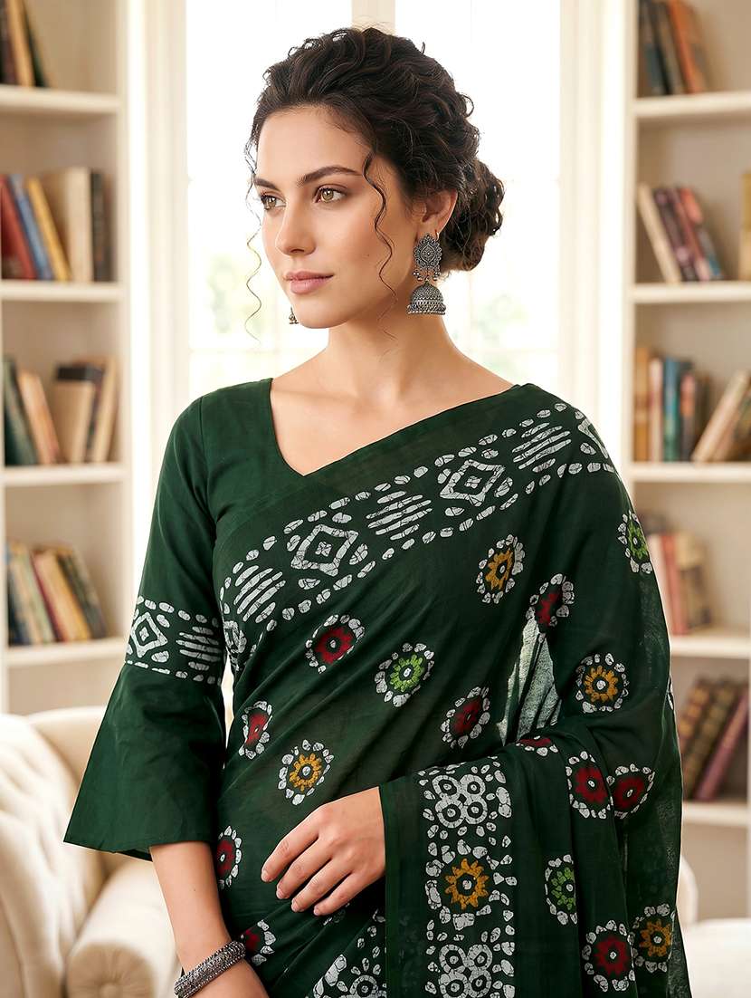 Women Printed Casual Wear Saree With Blouse - 22658695 -  Standard Image - 1
