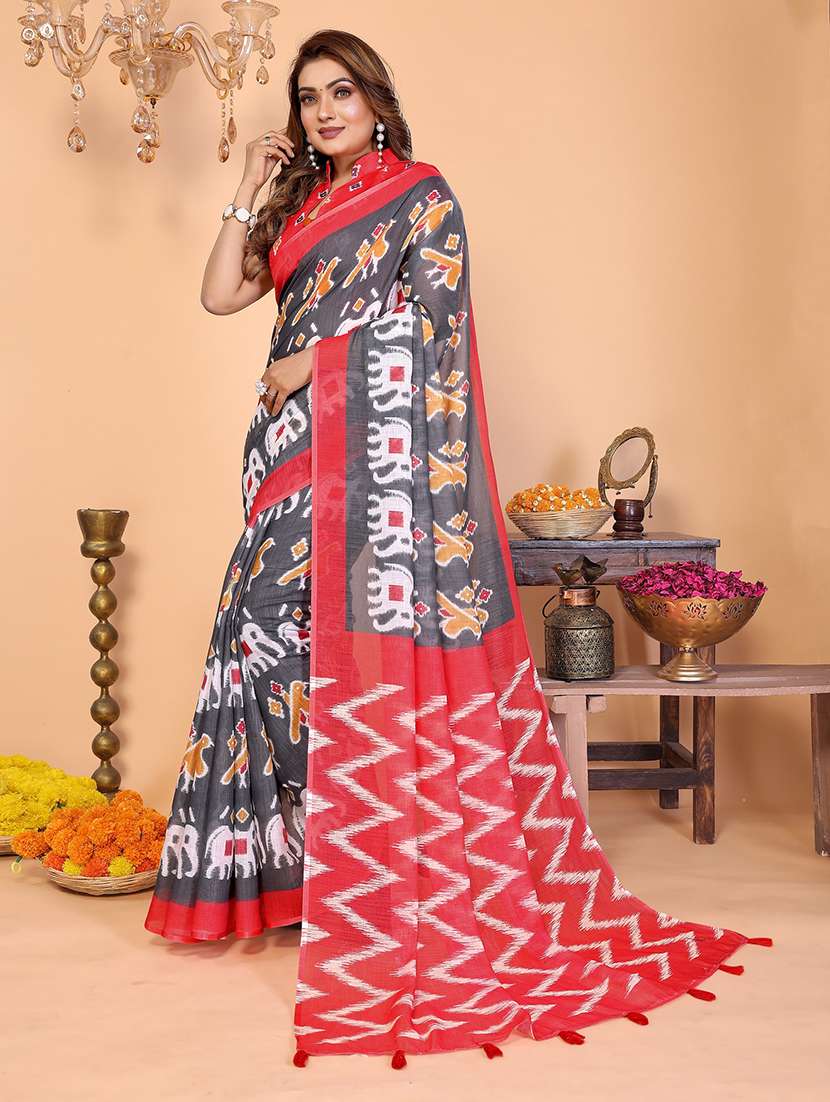 Women Printed Patola Saree With Blouse - 22658813 -  Standard Image - 1