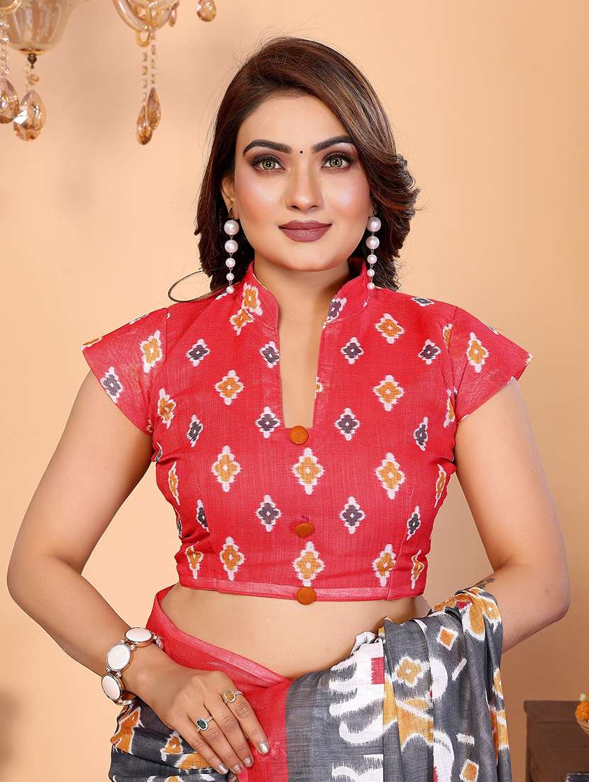 Women Printed Patola Saree With Blouse - 22658813 -  Standard Image - 4