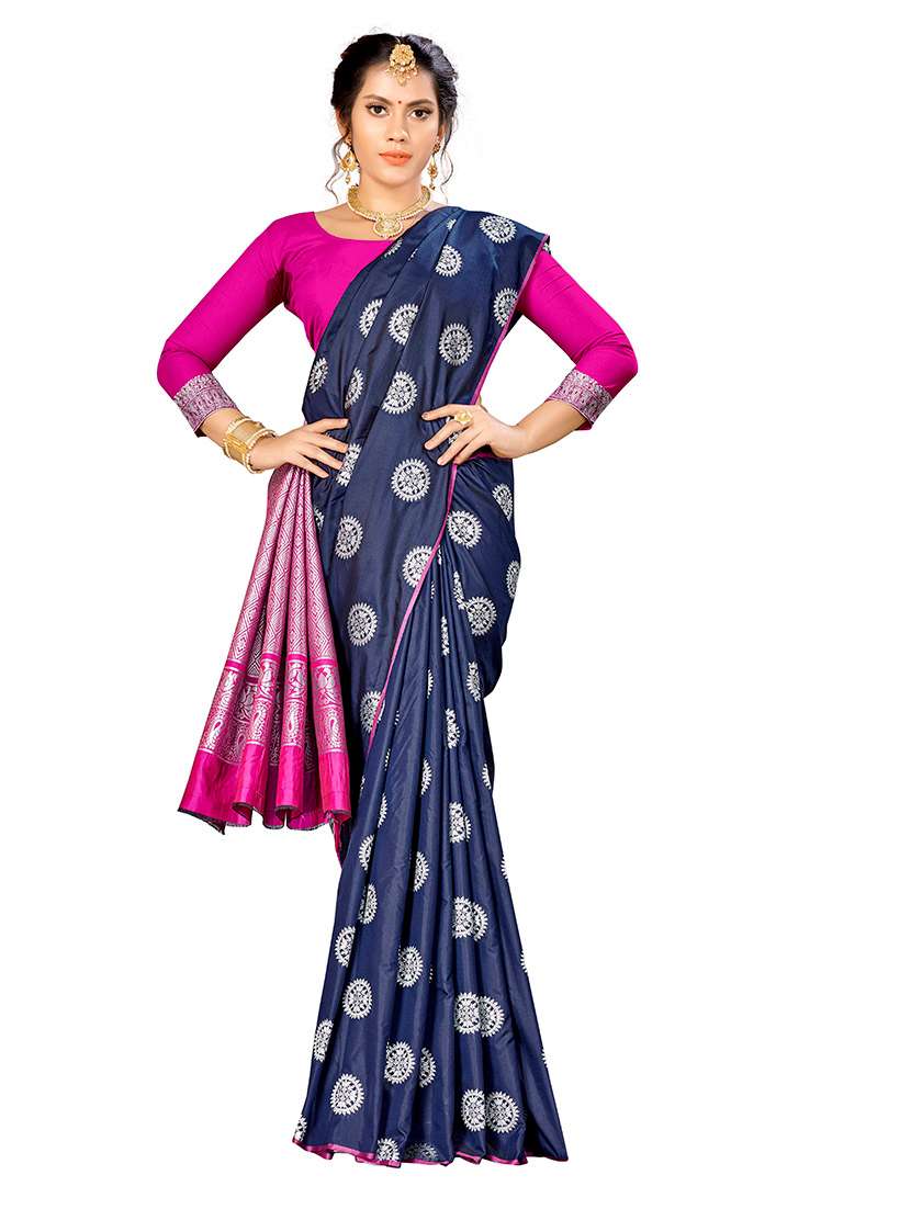 Women Self Design Banarasi Saree With Blouse - 22660292 -  Standard Image - 4