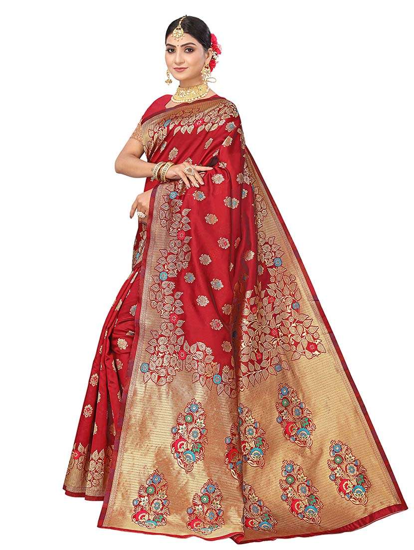 Women Self Design Banarasi Saree With Blouse - 22660392 -  Standard Image - 1
