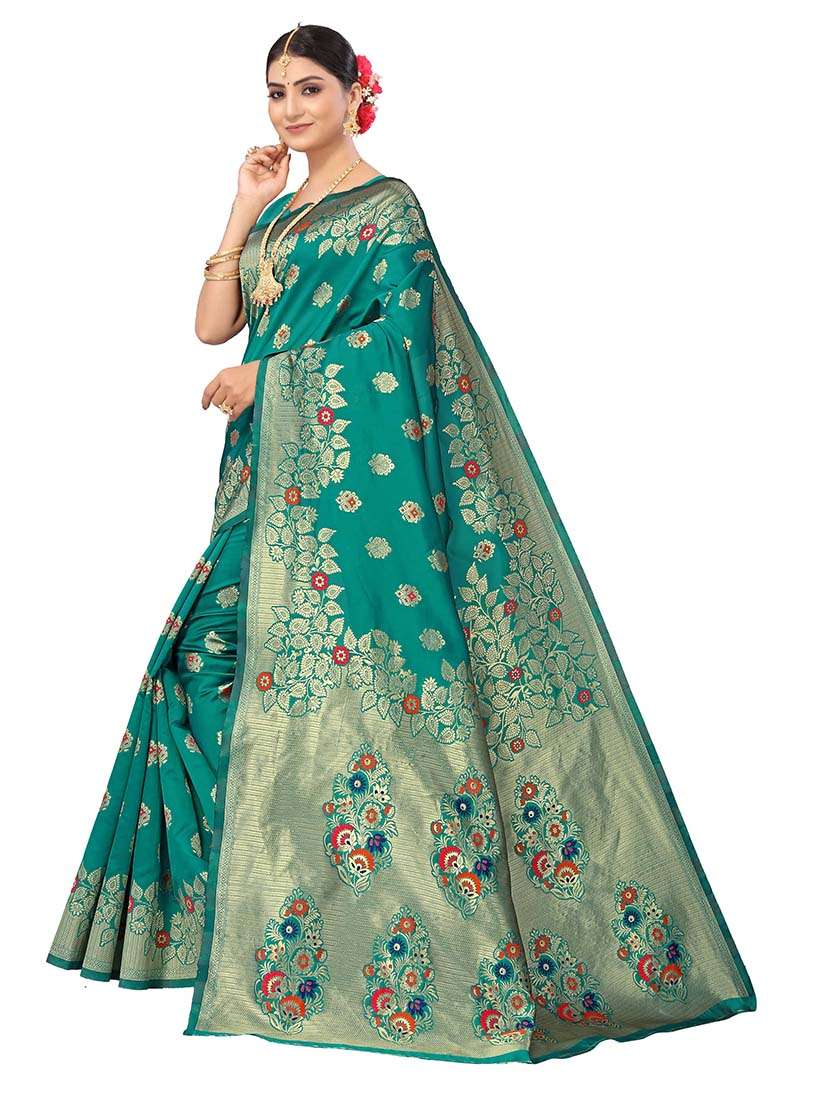 Women Self Design Banarasi Saree With Blouse - 22660393 -  Standard Image - 1