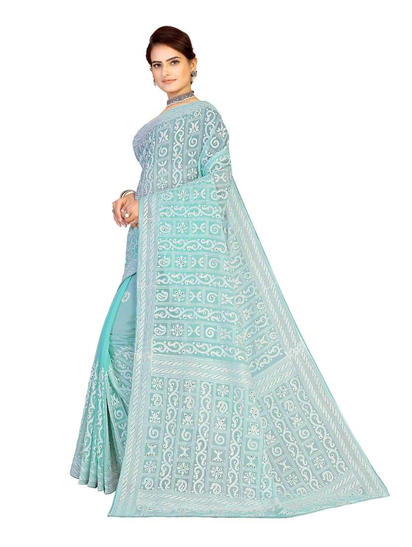 Women Solid With Work Embroidered Saree With Blouse - 22660426 -  Standard Image - 1