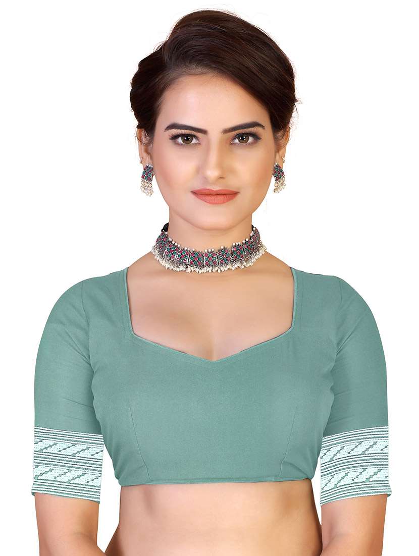 Women Solid With Work Embroidered Saree With Blouse - 22660426 -  Standard Image - 4