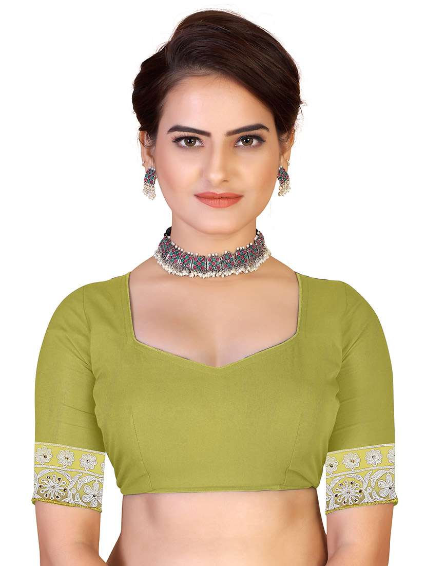 Women Solid With Work Embroidered Saree With Blouse - 22660427 -  Standard Image - 4