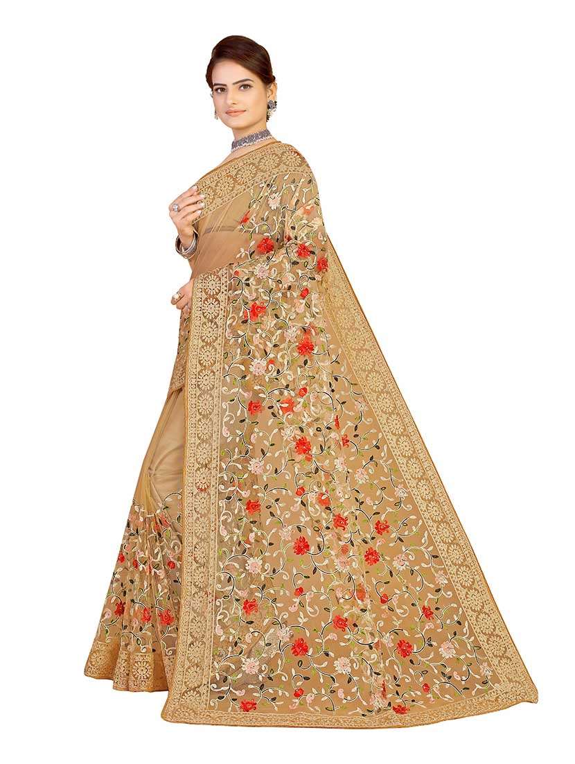 Women Solid With Work Embroidered Saree With Blouse - 22660429 -  Standard Image - 1