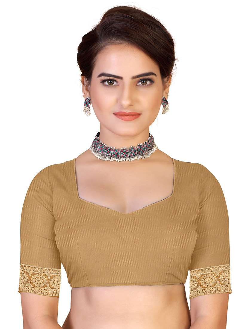 Women Solid With Work Embroidered Saree With Blouse - 22660429 -  Standard Image - 4