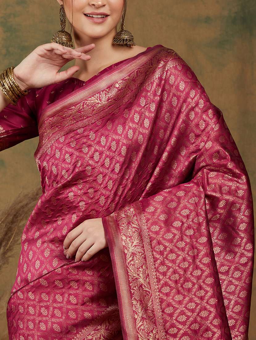 Women Self Design Banarasi Saree With Blouse - 22660448 -  Standard Image - 4