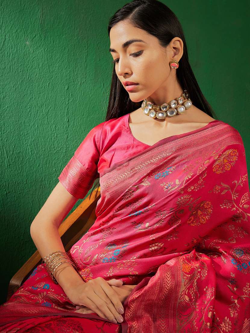 Women Self Design Banarasi Saree With Blouse - 22660480 -  Standard Image - 4