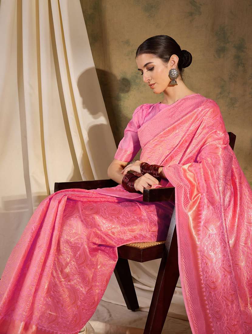 Women Self Design Banarasi Saree With Blouse - 22660516 -  Standard Image - 4