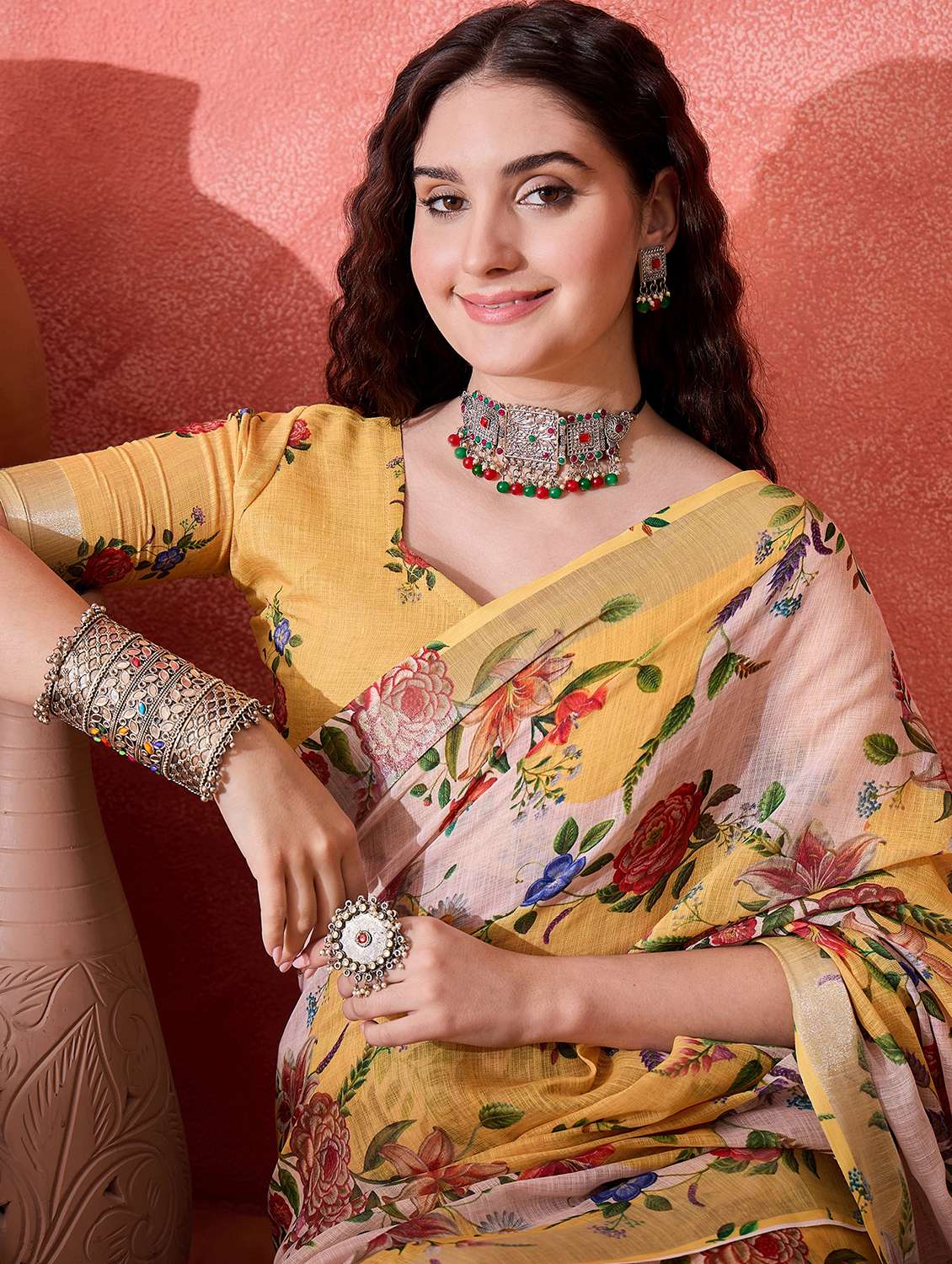 Women Printed Casual Wear Saree With Blouse - 22660686 -  Standard Image - 1