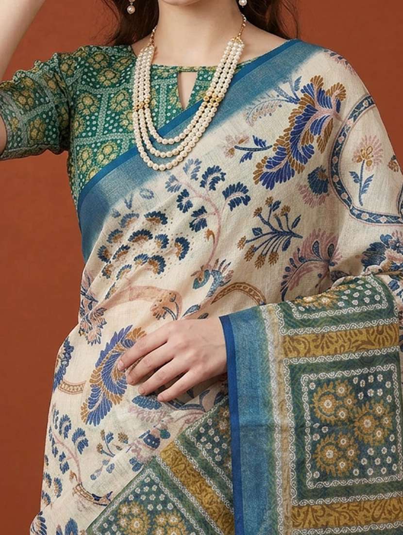 Women Self Design Bordered Saree With Blouse - 22660883 -  Standard Image - 1