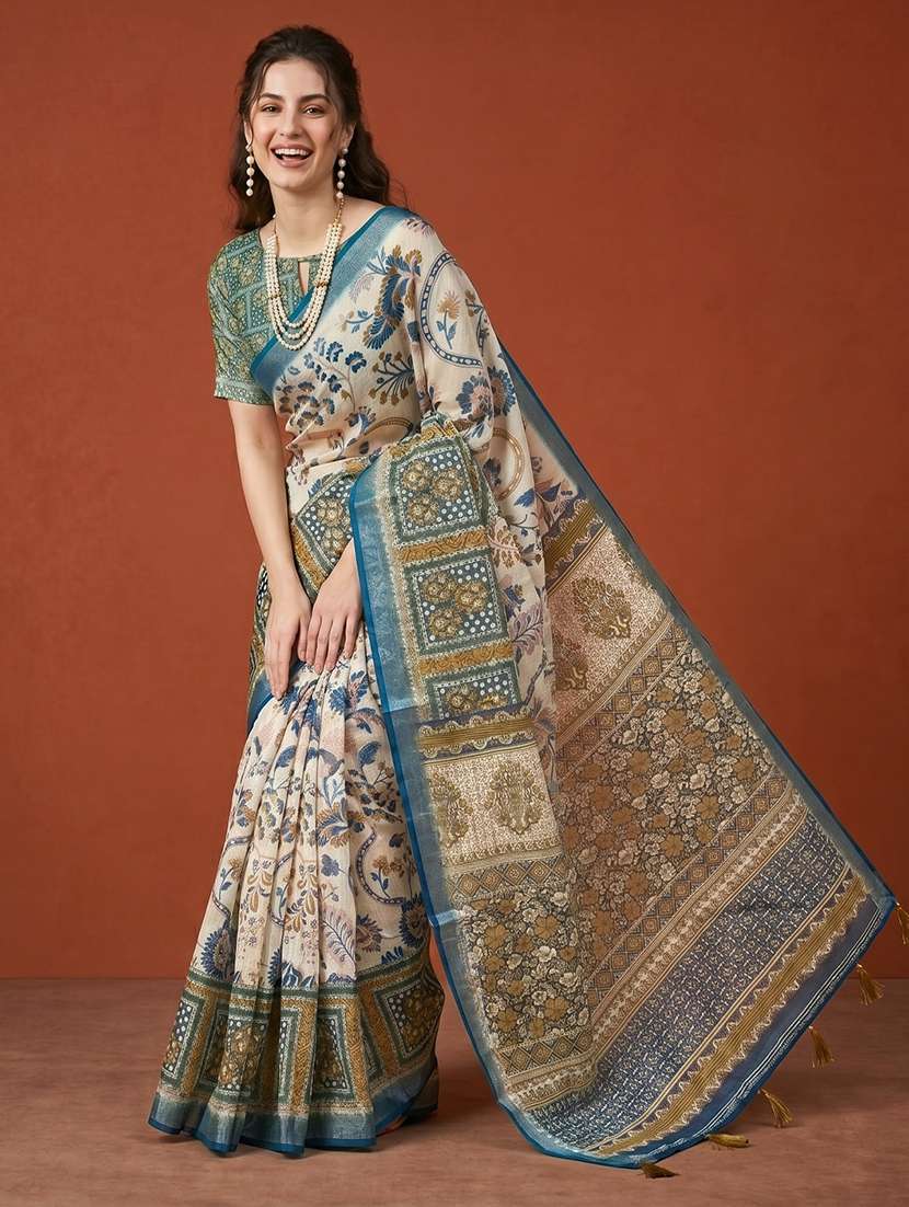 Women Self Design Bordered Saree With Blouse - 22660883 -  Standard Image - 4
