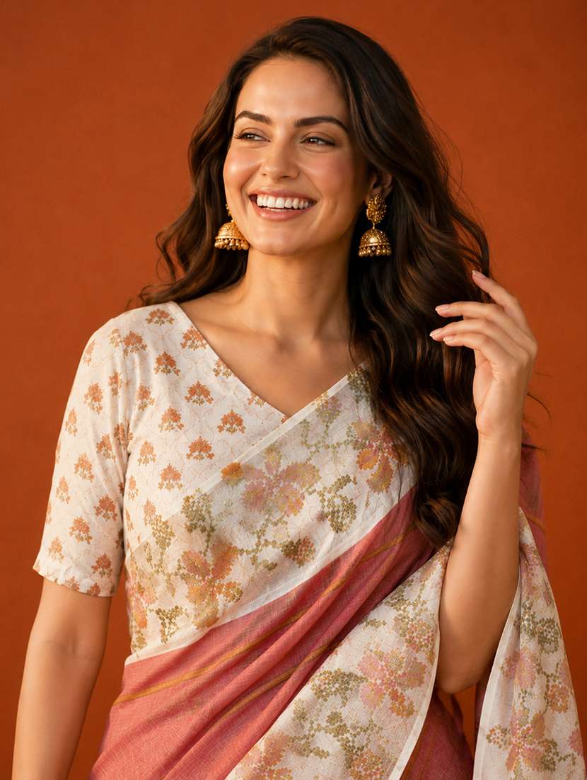 Women Printed Casual Wear Saree With Blouse - 22660884 -  Standard Image - 1