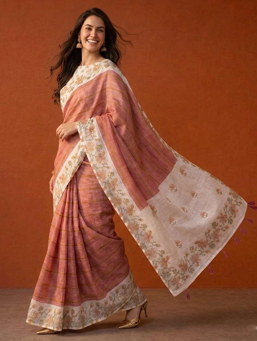 Women Printed Casual Wear Saree With Blouse - 22660884 -  Standard Image - 4