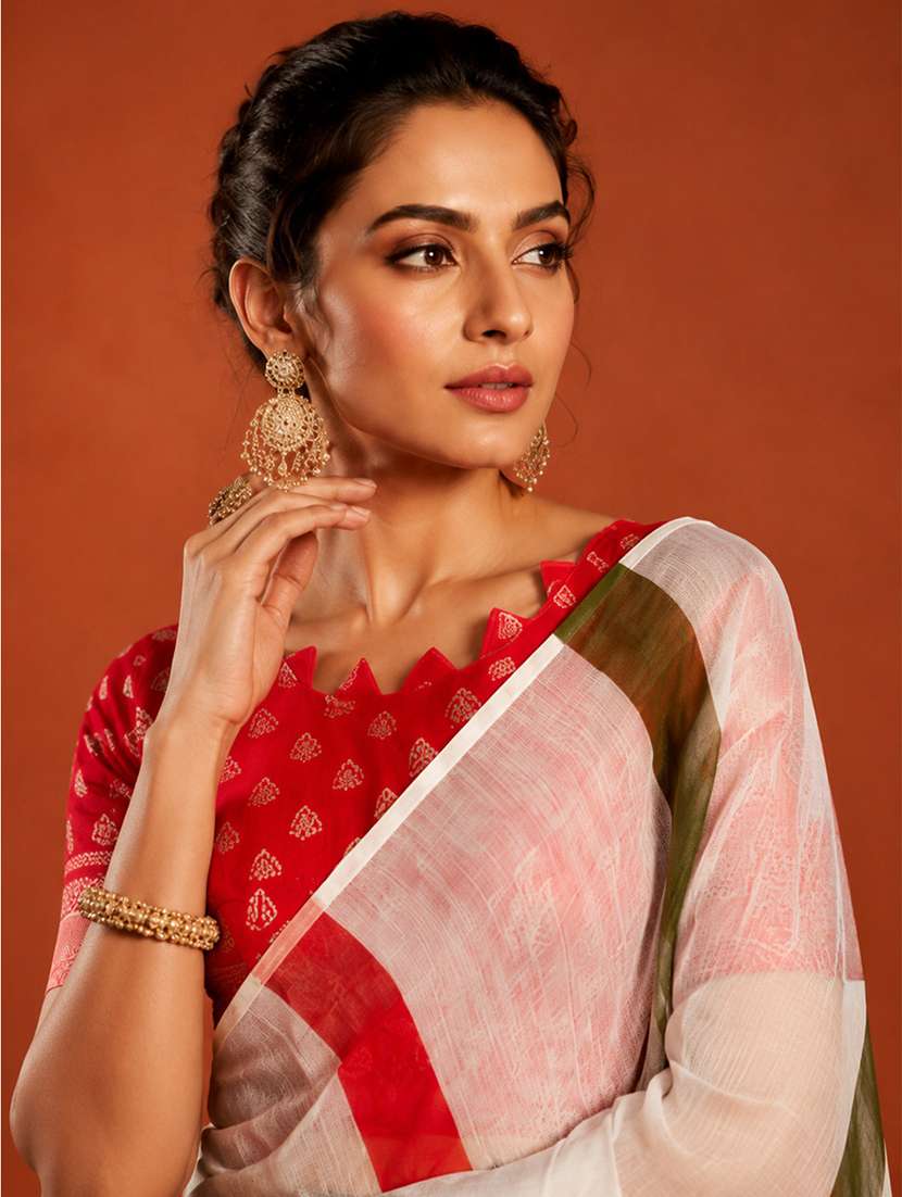 Women Printed Casual Wear Saree With Blouse - 22660888 -  Standard Image - 1