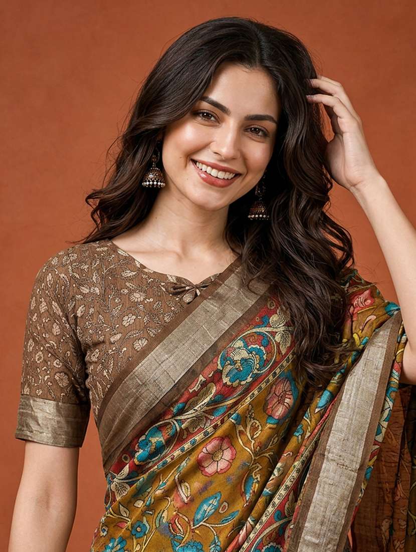Women Printed Casual Wear Saree With Blouse - 22660891 -  Standard Image - 1