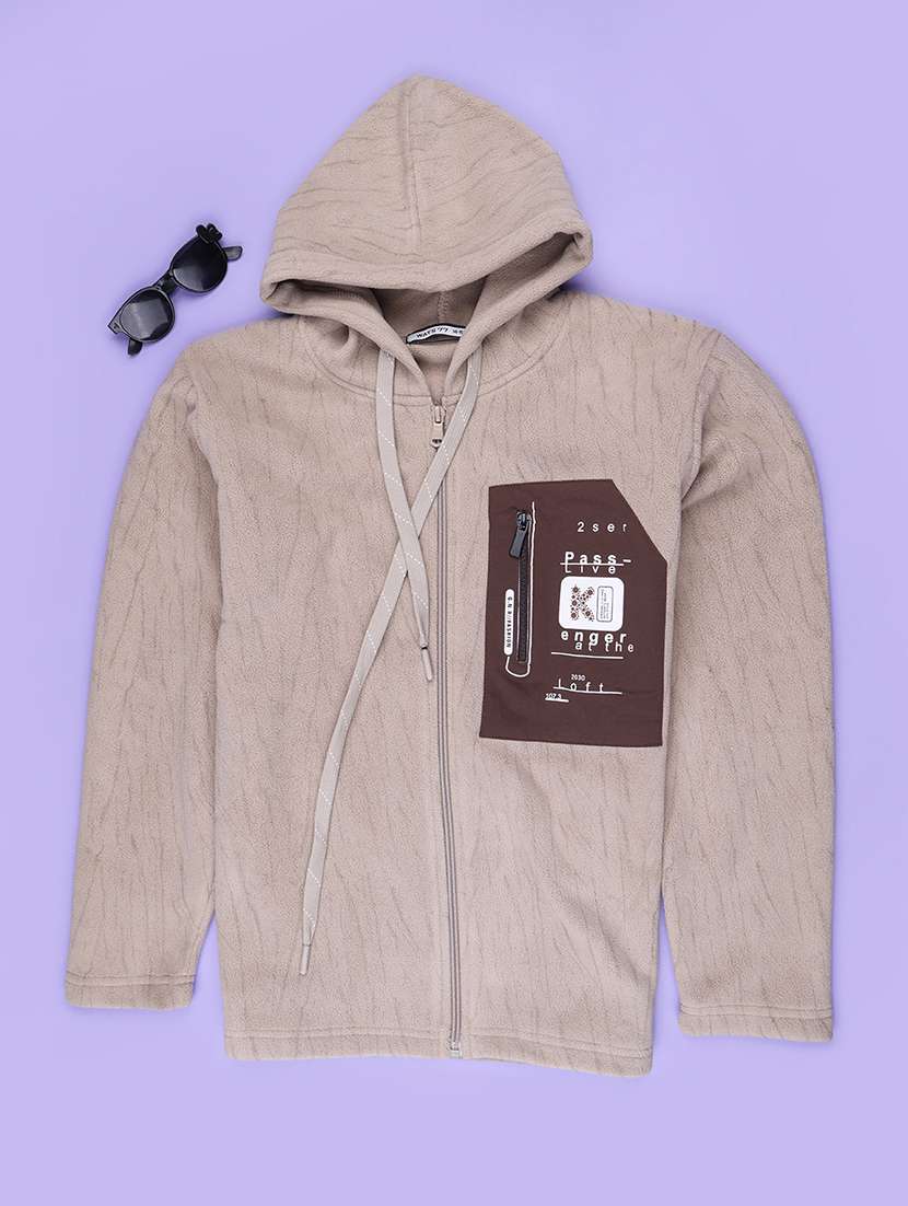 Boys Self Design Long Sleeves Hooded Jacket - 22661388 -  Standard Image - 1