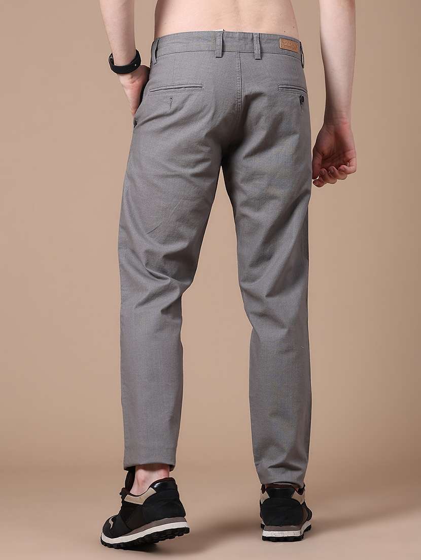 Men Solid Mid Rise Flat Front Casual Trouser - 22661890 -  Standard Image - 4
