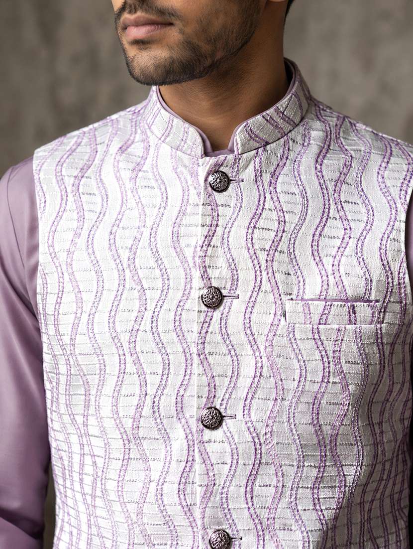 Men Self Design Mandarin Neck Regular Fit Nehru Jacket - 22662052 -  Standard Image - 1