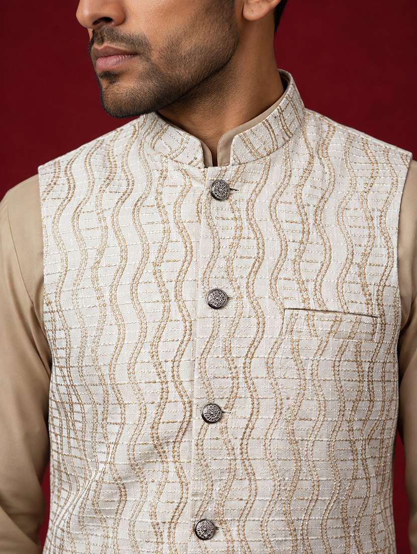 Men Self Design Mandarin Neck Regular Fit Nehru Jacket - 22662054 -  Standard Image - 1