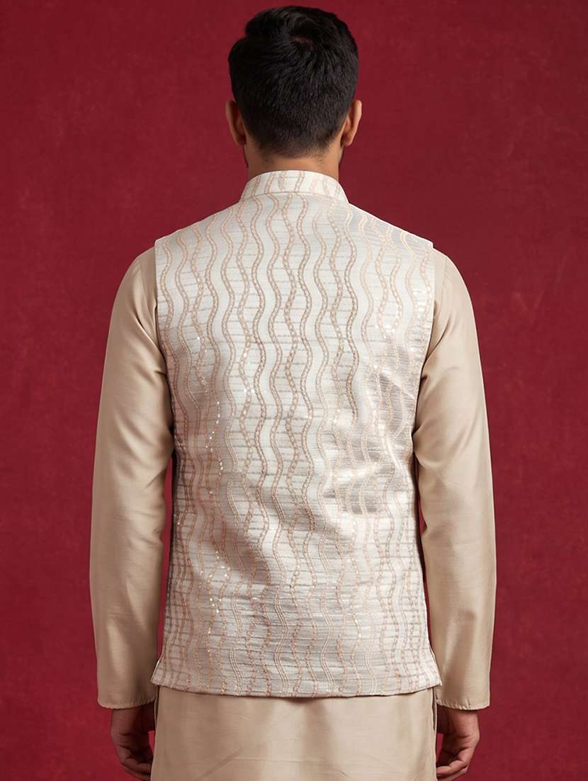 Men Self Design Mandarin Neck Regular Fit Nehru Jacket - 22662054 -  Standard Image - 4
