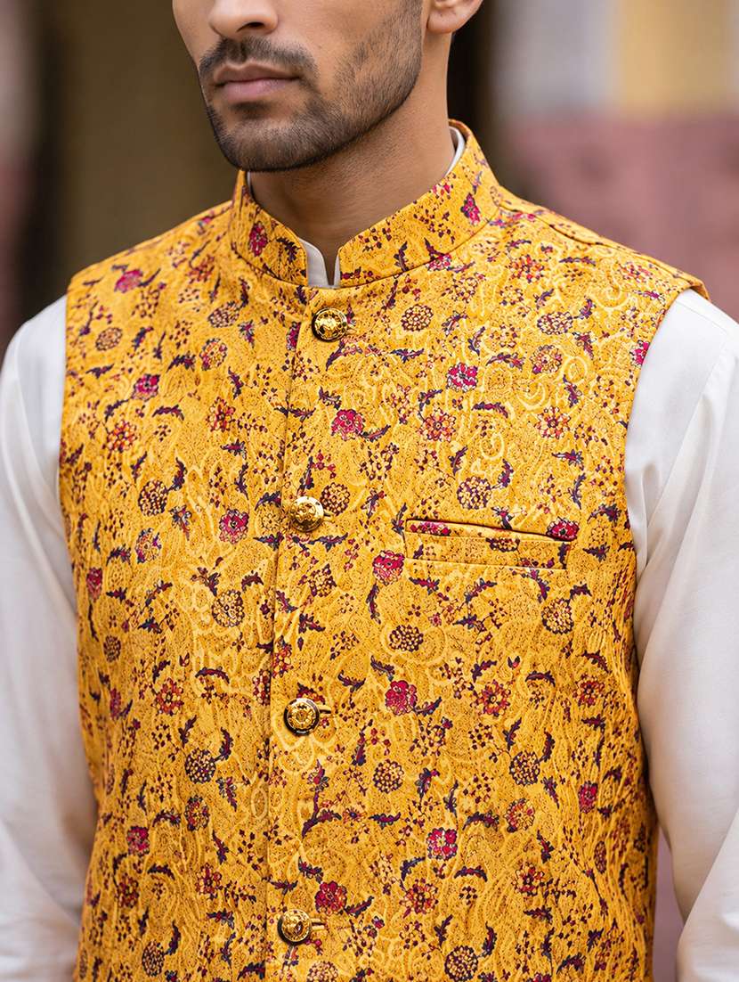Men Printed Mandarin Neck Regular Fit Nehru Jacket - 22662060 -  Standard Image - 1