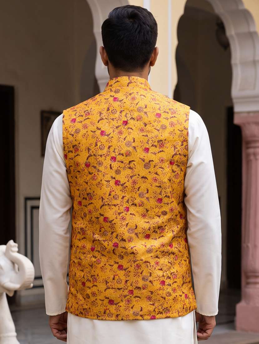Men Printed Mandarin Neck Regular Fit Nehru Jacket - 22662060 -  Standard Image - 4