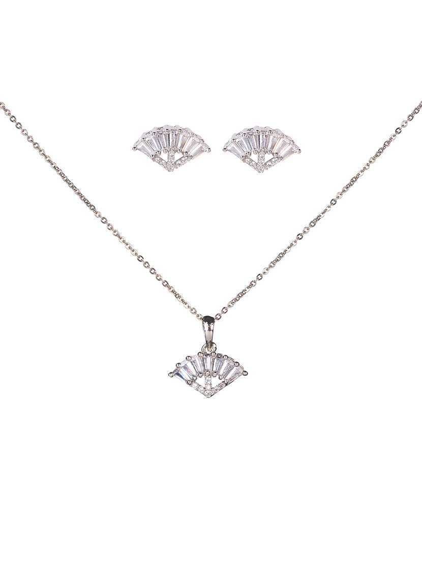 opal touch minimalist white locket set with rhodium finish - 22662115 -  Standard Image - 1