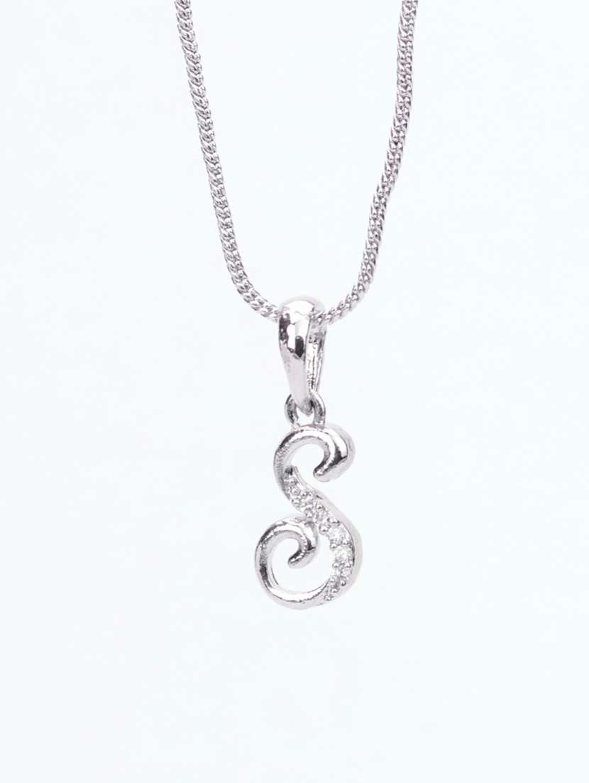 women white stone rhodium-plated brass pendant - 22662127 -  Standard Image - 1