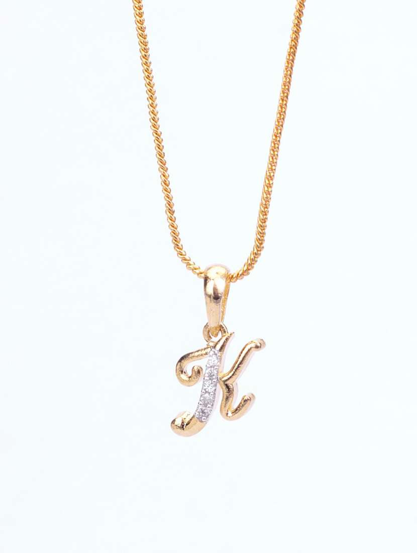 Women Gold Plated Brass Alphabet K Pendant With Stones - 22662135 -  Standard Image - 1
