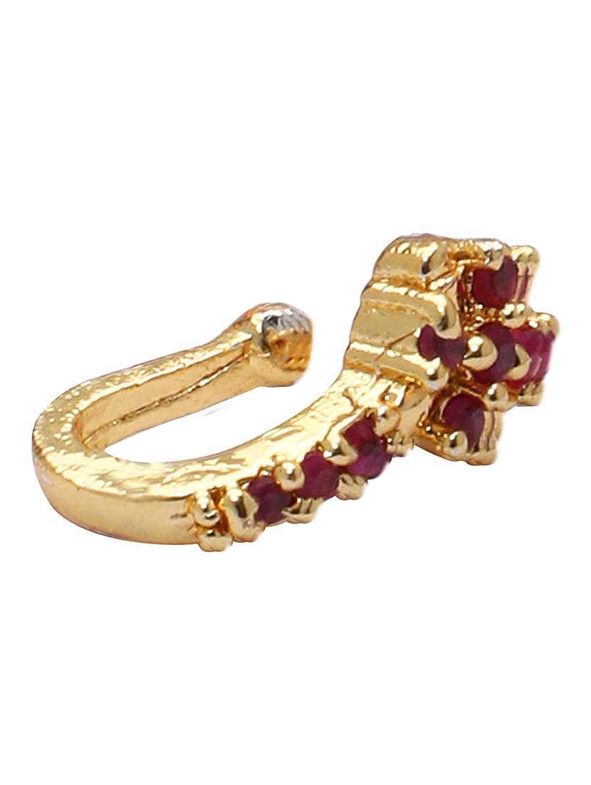 ad cz flower pressing golden nose pin - 22662212 -  Standard Image - 1