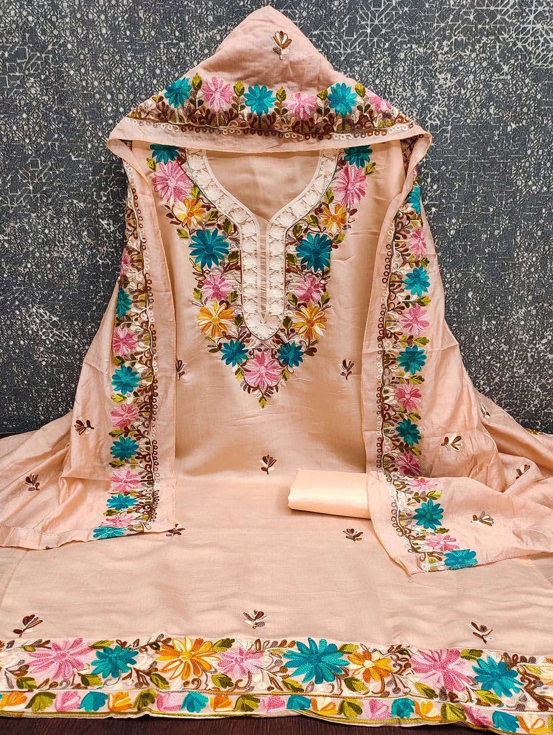 women solid with work unstitched suit set - 22662279 -  Standard Image - 1