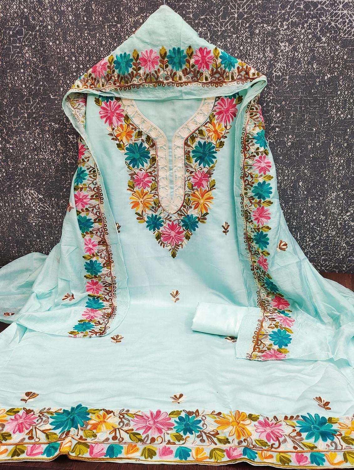 women solid with work unstitched suit set - 22662280 -  Standard Image - 1