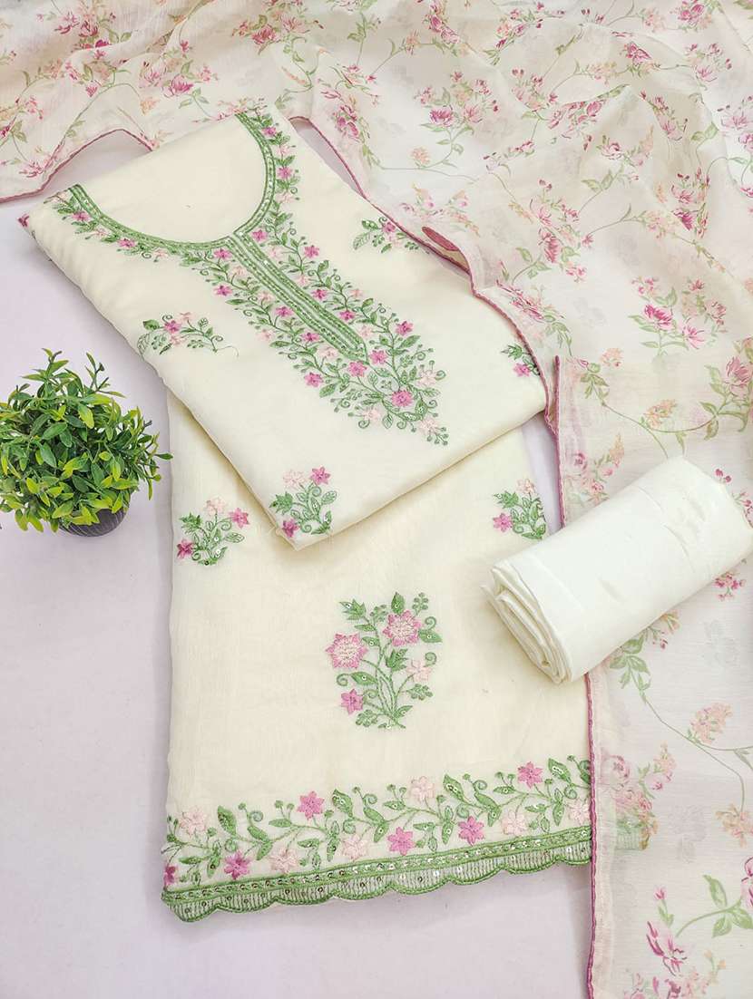 women solid with work unstitched suit set - 22662309 -  Standard Image - 1