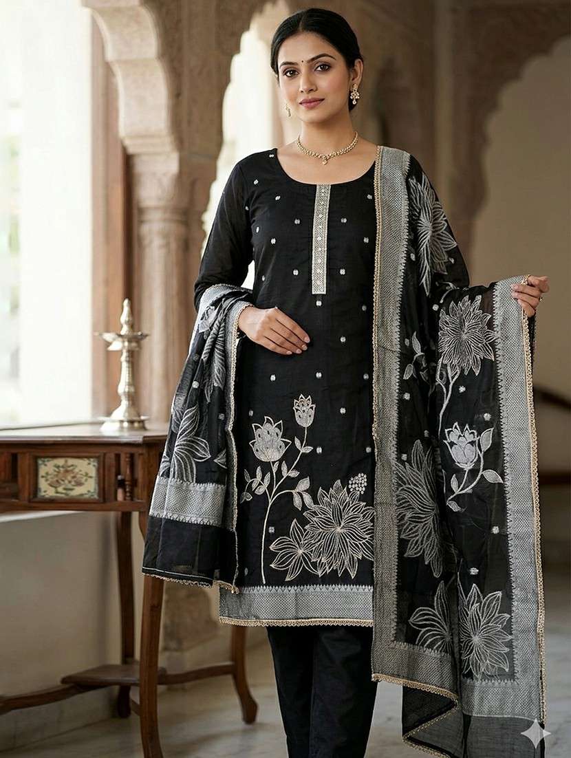 women self design unstitched suit set