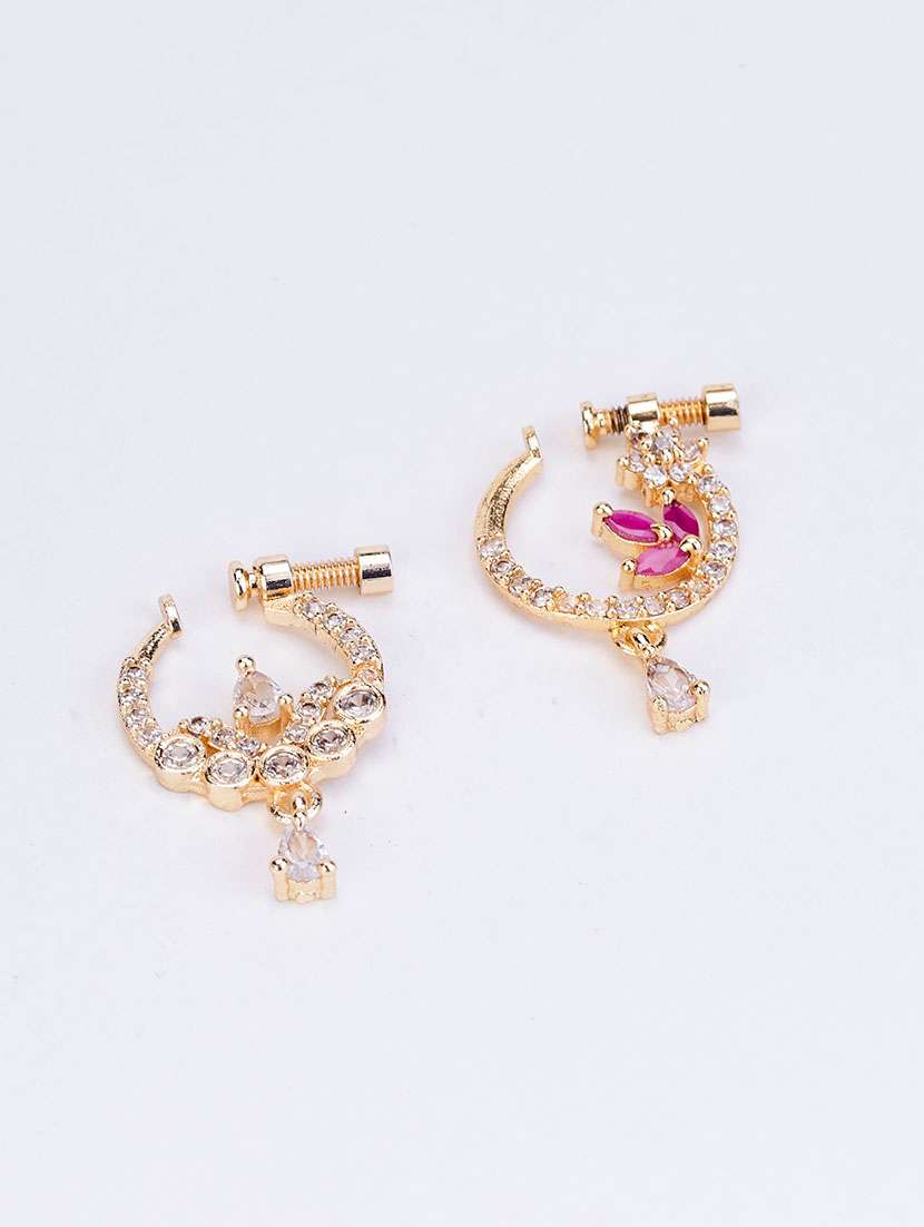 tri-floral combo gold plated naath - 22662446 -  Standard Image - 1